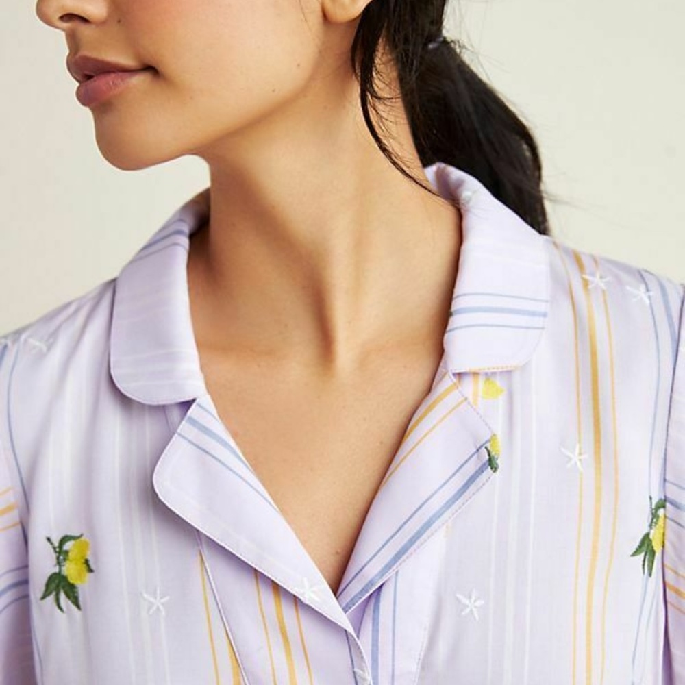 ANTHROPOLOGIE $78 Lemon Orchard Embroidered Sleep - Picture 2 of 3